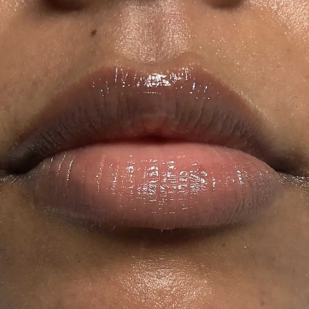 After using frank body Barrier Protect Lip Treatment: the same lips looking smooth, glossy and hydrated.