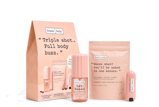 frank body Triple Shot Kit with Original Coffee Scrub, Original Lip Treatment and Get Naked Mist